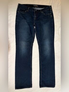 Silver Jeans Women's Aiko Dark Blue Straight-Leg Jeans